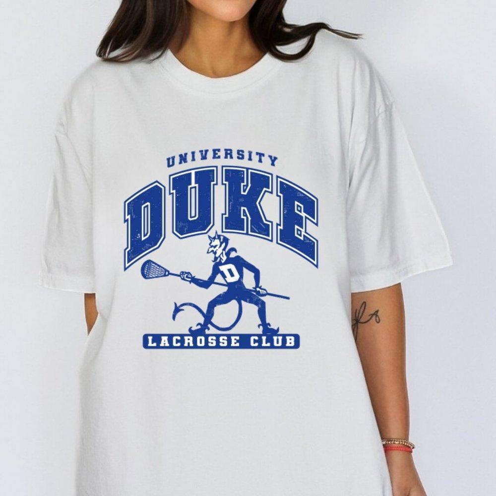Duke Lacrosse White Shirt, Lax University Team Sport Cotton Tee